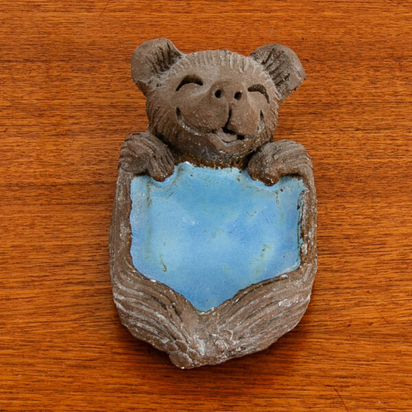 Art Pottery Earthenware Baby Bear Soap Dish Blue Margaret Hudson Studio Designed