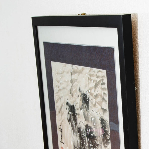 Framed Vintage Japanese Ink Wash Print Two Horses Japanese Stamped Print Art - Image 7