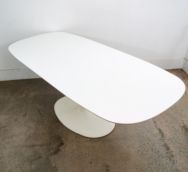 Mid Century Modern Dining Table Oval Tulip Burke Knoll Vintage Mcm Leaf x2 - Image 2