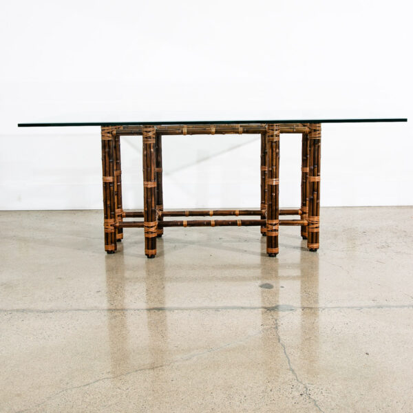 Mid Century Modern Dining Table Glass McGuire Bamboo Organic - Image 5