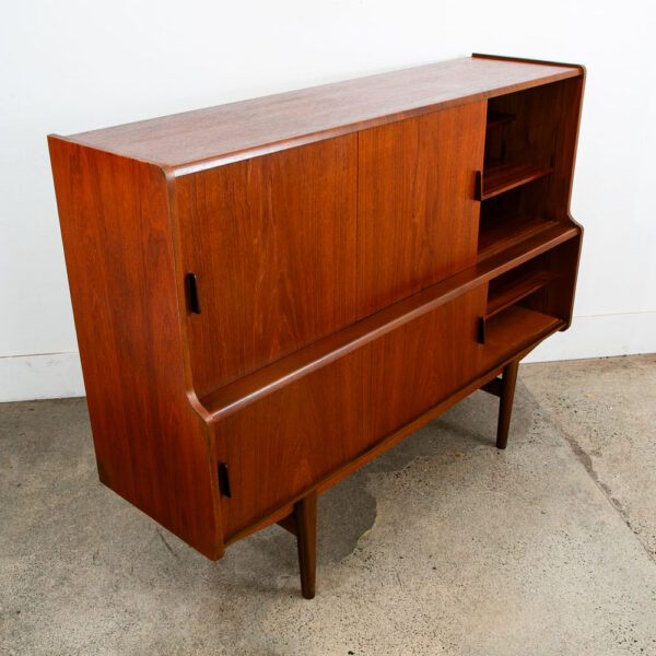 Mid Century Danish Modern Credenza Highboard Teak Sliding Doors Bar Mobler Mcm - Image 7