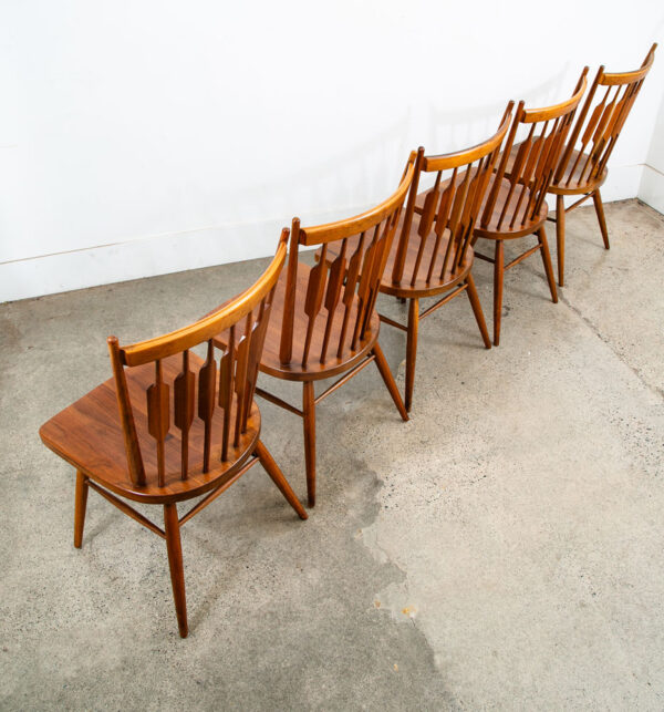 Mid Century Modern Dining Chairs 6 Drexel Centennial Kipp Stewart Solid Walnut - Image 9