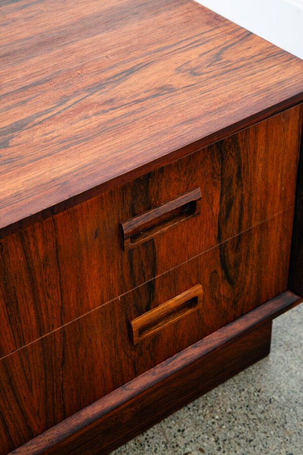 Mid Century Danish Modern End Table Side Entryway Rosewood Drawer Brass Wood Mcm - Image 9