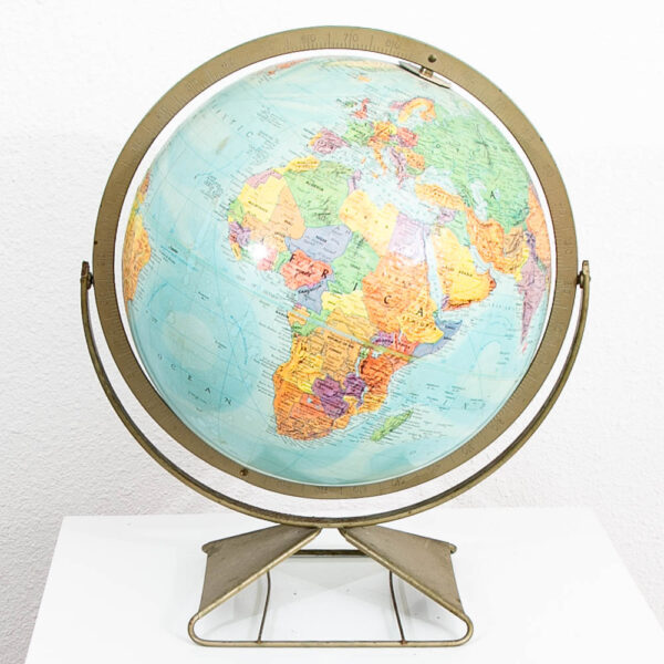 Mid Century Modern Globe of Earth 12 inch metal Frame Black Vintage 1960s Table - Image 5
