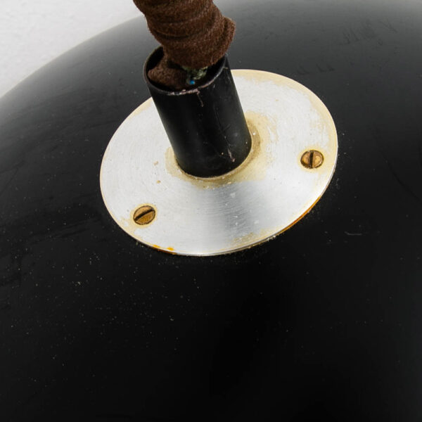 Mid Century Modern Danish Pendant Light Fixture Hanging Fog & Morup Black Dome - Image 4