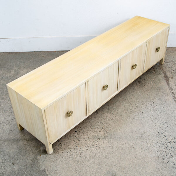 Mid Century Modern Compact Cabinet Record Storage Off White Low 4 Doors Vinyl LP - Image 7
