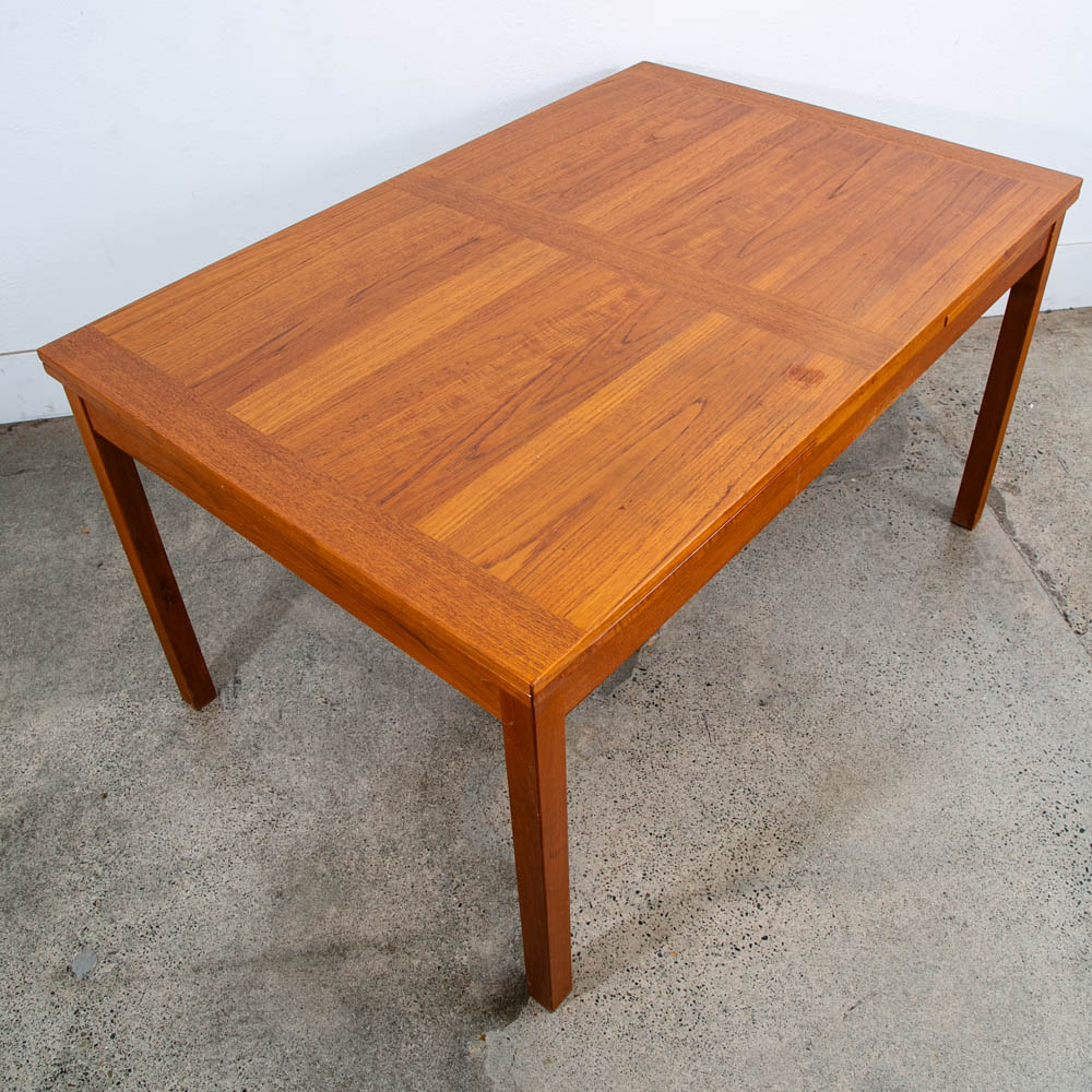 Mid Century Danish Modern Dining Table Teak Extension x2 Draw Leaf Denmark AM
