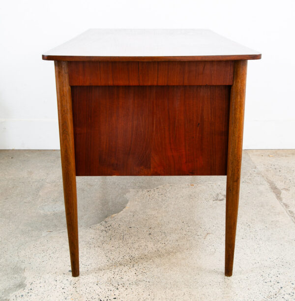 Mid Century Danish Modern Desk Executive Teak 6 Drawer Bookshelf Floating Doors - Image 3
