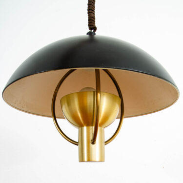 Mid Century Modern Danish Pendant Light Fixture Hanging Fog & Morup Black Dome