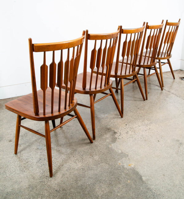 Mid Century Modern Dining Chairs 6 Drexel Centennial Kipp Stewart Solid Walnut - Image 3