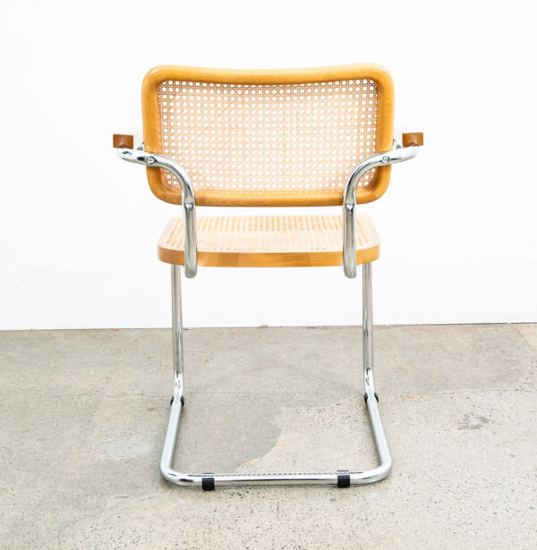 Mid Century Modern Dining Chairs Pair Cesca Italy Marcel Breuer Cane Armchair 2 - Image 6