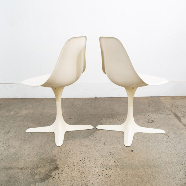 Mid Century Danish Modern Set 6 Burke White Chairs Knoll Style 4 Point Side Mcm - Image 8
