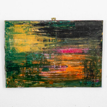Mid Century Modern Painting Art Abstract Expressionism Yellow Orange Green Black