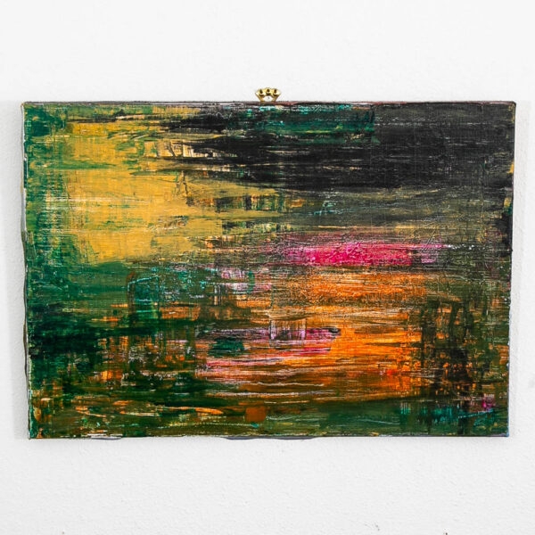 Mid Century Modern Painting Art Abstract Expressionism Yellow Orange Green Black