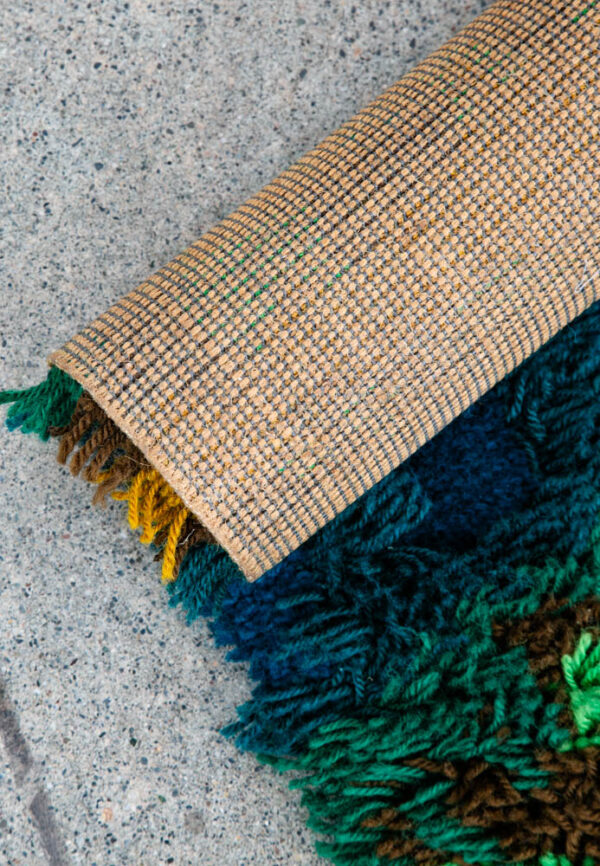 Mid Century Danish Modern Shag Rug Tapestry Ege Rya Abstract Blue Green 28x44 - Image 10