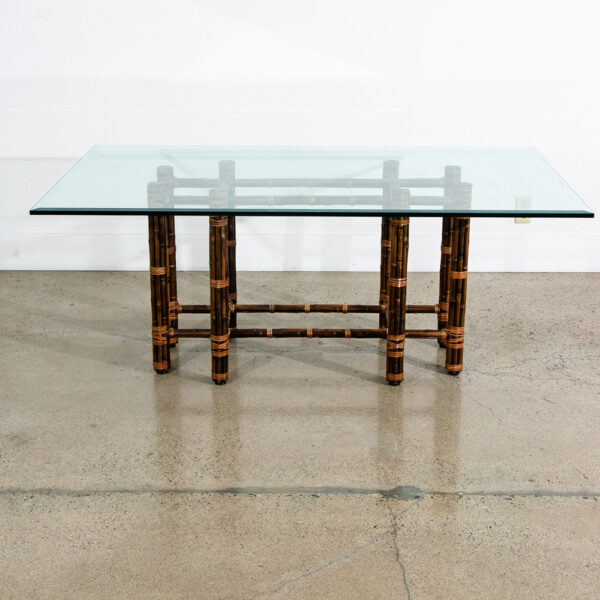 Mid Century Modern Dining Table Glass McGuire Bamboo Organic - Image 2