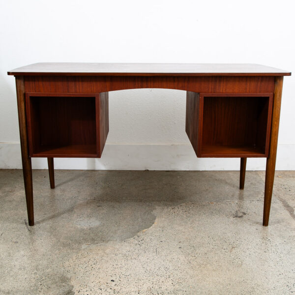 Mid Century Danish Modern Desk Executive Teak 6 Drawer Bookshelf Floating Doors - Image 7
