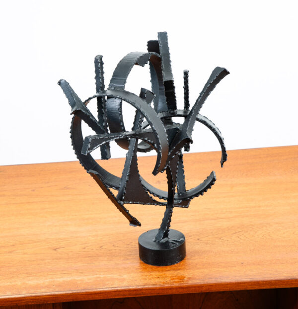 Mid Century Modern Sculpture Abstracted Art Iron Metal Sculpture Mcm Signed JL - Image 2