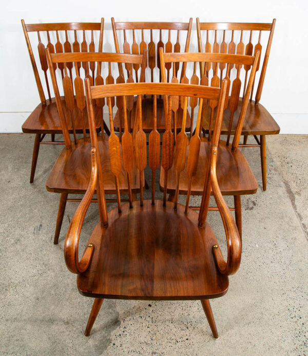 Mid Century Modern Dining Chairs 6 Drexel Centennial Kipp Stewart Solid Walnut - Image 2