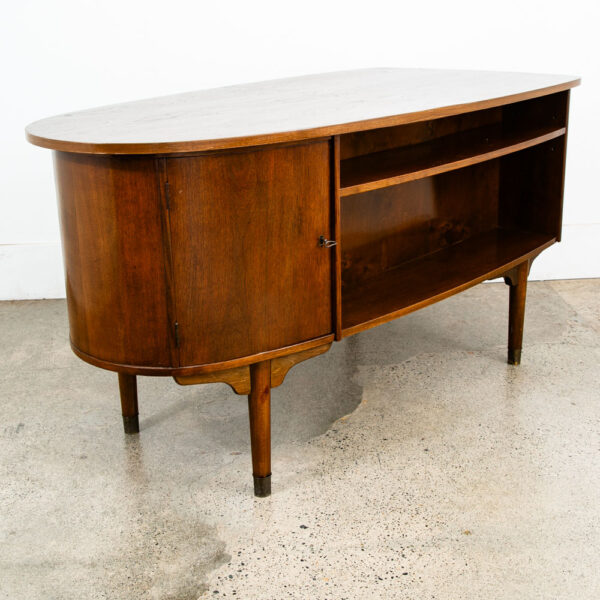 Mid Century Danish Modern Desk Floating 6 Drawer Executive Bar Walnut Mcm Shelf - Image 7