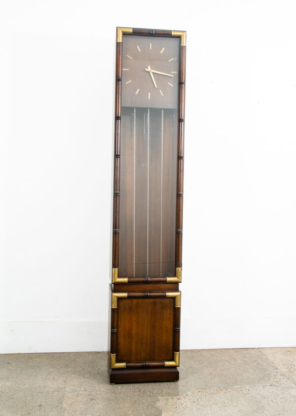 Mid Century Modern Grandfather Clock Brown Brass Trend Brixon German Glass - Image 6