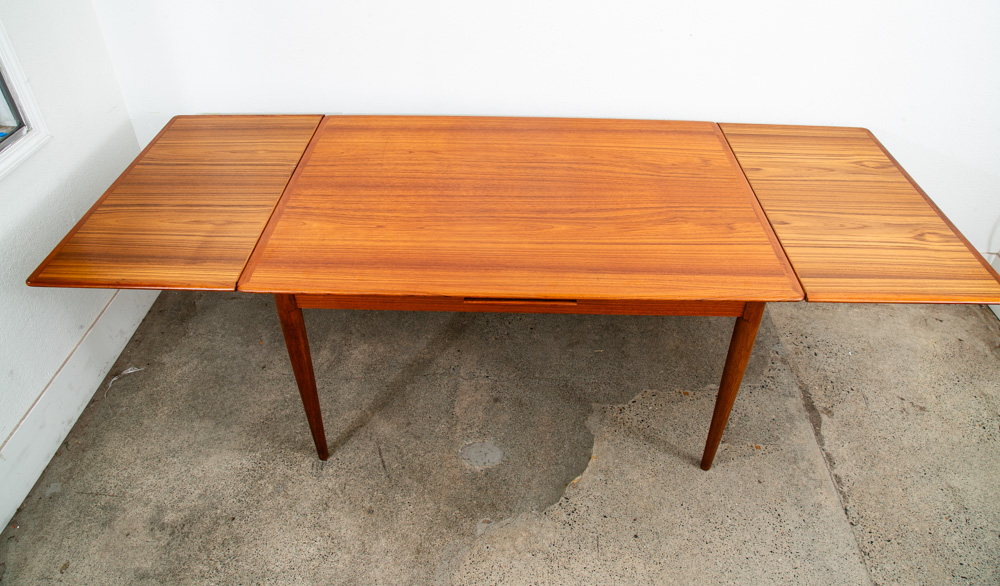 Mid Century Danish Modern Dining Table Teak Extension 2 Draw Leaf Denmark Mcm - Image 5
