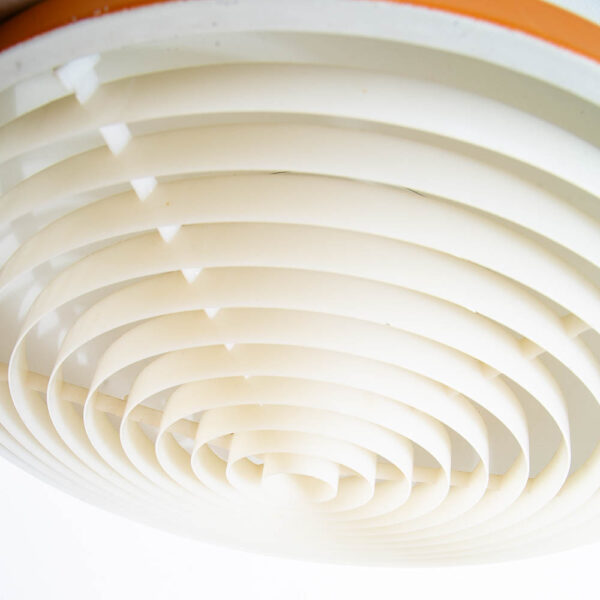 Mid Century Modern Nordisk Solar Pendant Light Fixture Orange Metal Hanging - Image 9