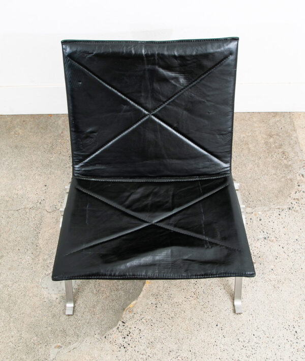 Mid Century Danish Modern Lounge Chair PK22 Kjaerholm Black Leather Easy Mcm - Image 6