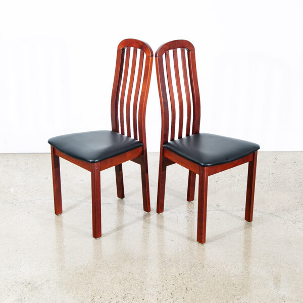 Mid Century Danish Modern Dining Chairs Set 6 Beech Black High Back Denmark Mcm - Image 5
