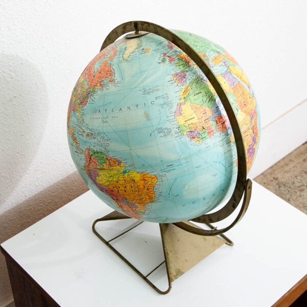 Mid Century Modern Globe of Earth 12 inch metal Frame Black Vintage 1960s Table - Image 6