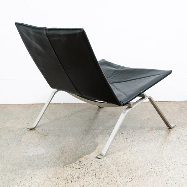 Mid Century Danish Modern Lounge Chair PK22 Kjaerholm Black Leather Easy Mcm - Image 3