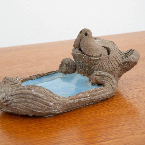 Art Pottery Earthenware Baby Bear Soap Dish Blue Margaret Hudson Studio Designed - Image 5