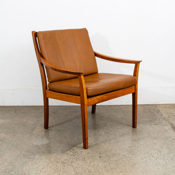 Mid Century Danish Modern Lounge Chair Armchair Rosewood Kayser Vante Leather - Image 8