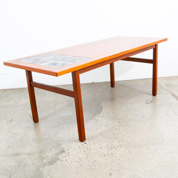 Mid Century Danish Modern Coffee Table Teak Tile Surface Mcm Surfboard Rectangle - Image 4
