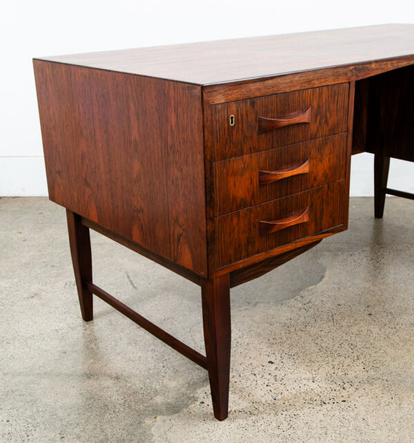 Mid Century Danish Modern Desk Brazilian Rosewood Office Wood 6 Drawer Bookshelf - Image 12