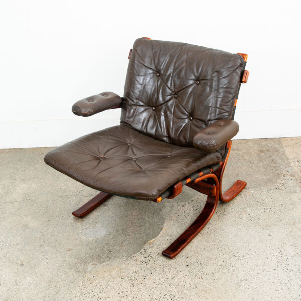 Mid Century Danish Modern Lounge Chairs Brown Leather Tufted Armchairs Pair Two - Image 11