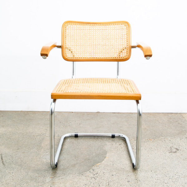 Mid Century Modern Dining Chairs Pair Cesca Italy Marcel Breuer Cane Armchair 2 - Image 5