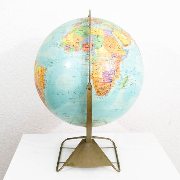 Mid Century Modern Globe of Earth 12 inch metal Frame Black Vintage 1960s Table - Image 2