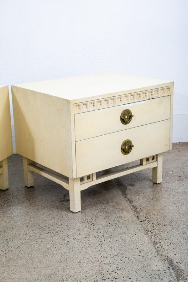 Mid Century Modern Nightstands Side Tables End White 2 Drawers Brass Clover Mcm - Image 11