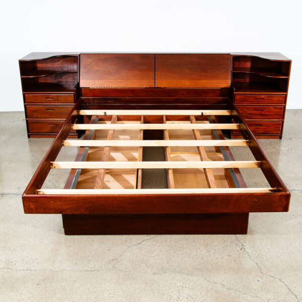 Mid Century Modern Bedframe Bed Head Board Queen Solid Mahogany Floating Drawers - Image 5