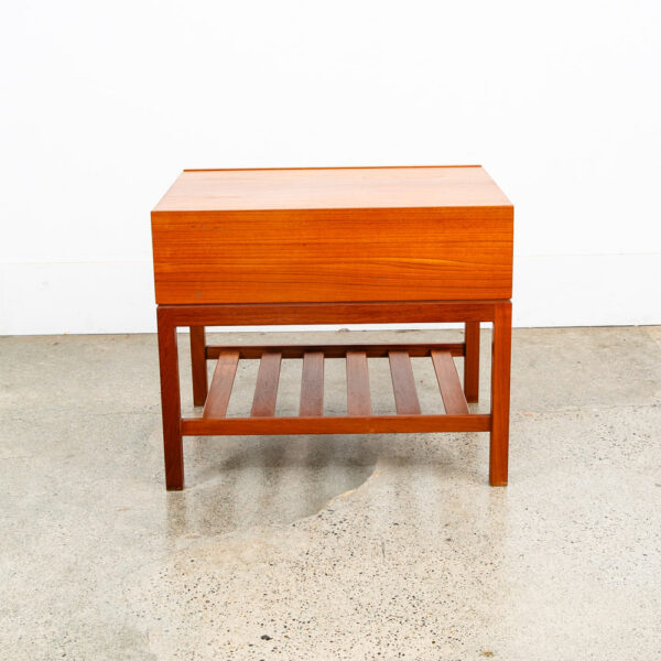 Mid Century Danish Modern Sewing Cabinet Sliding Top Side Table Denmark Vintage - Image 9