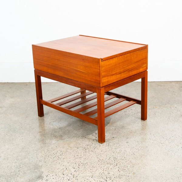 Mid Century Danish Modern Sewing Cabinet Sliding Top Side Table Denmark Vintage - Image 5