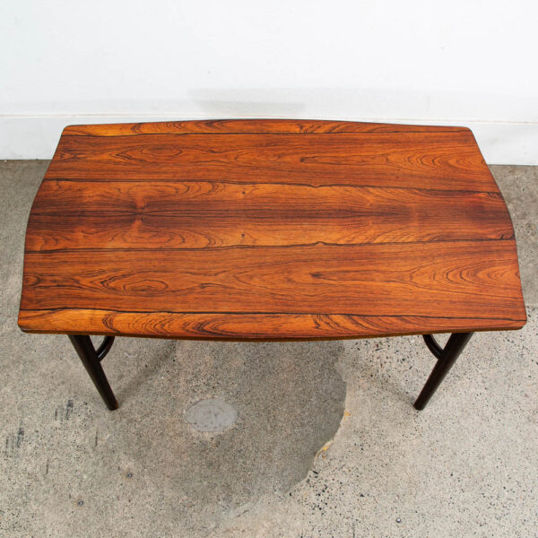 Mid Century Danish Modern Coffee Table Rosewood Rectangular Slat Shelf Vintage - Image 3