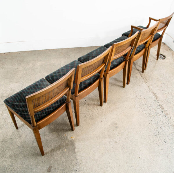 Mid Century Modern Dining Chairs 6 High Back Cane W/ 2 Armchairs Captain Set Mcm - Image 5