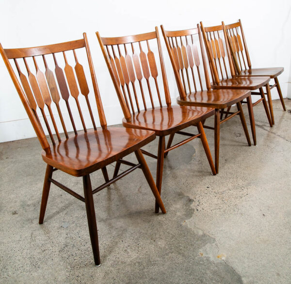Mid Century Modern Dining Chairs 6 Drexel Centennial Kipp Stewart Solid Walnut - Image 4