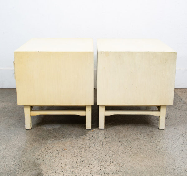 Mid Century Modern Nightstands Side Tables End White 2 Drawers Brass Clover Mcm - Image 3