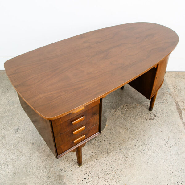 Mid Century Danish Modern Desk Floating 6 Drawer Executive Bar Walnut Mcm Shelf - Image 9
