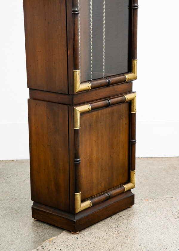 Mid Century Modern Grandfather Clock Brown Brass Trend Brixon German Glass - Image 11