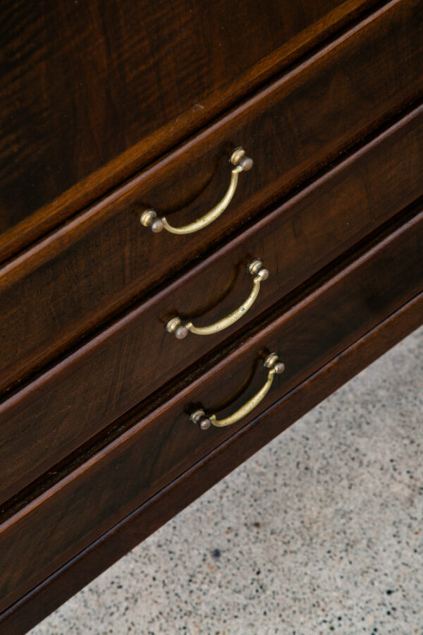 Mid Century Danish Modern Credenza Highboard Cabinet Walnut Arched Door 6 drawer - Image 11