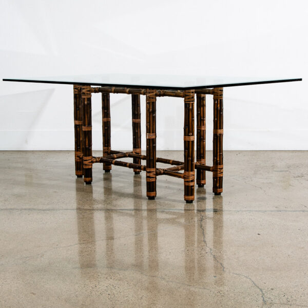 Mid Century Modern Dining Table Glass McGuire Bamboo Organic - Image 3